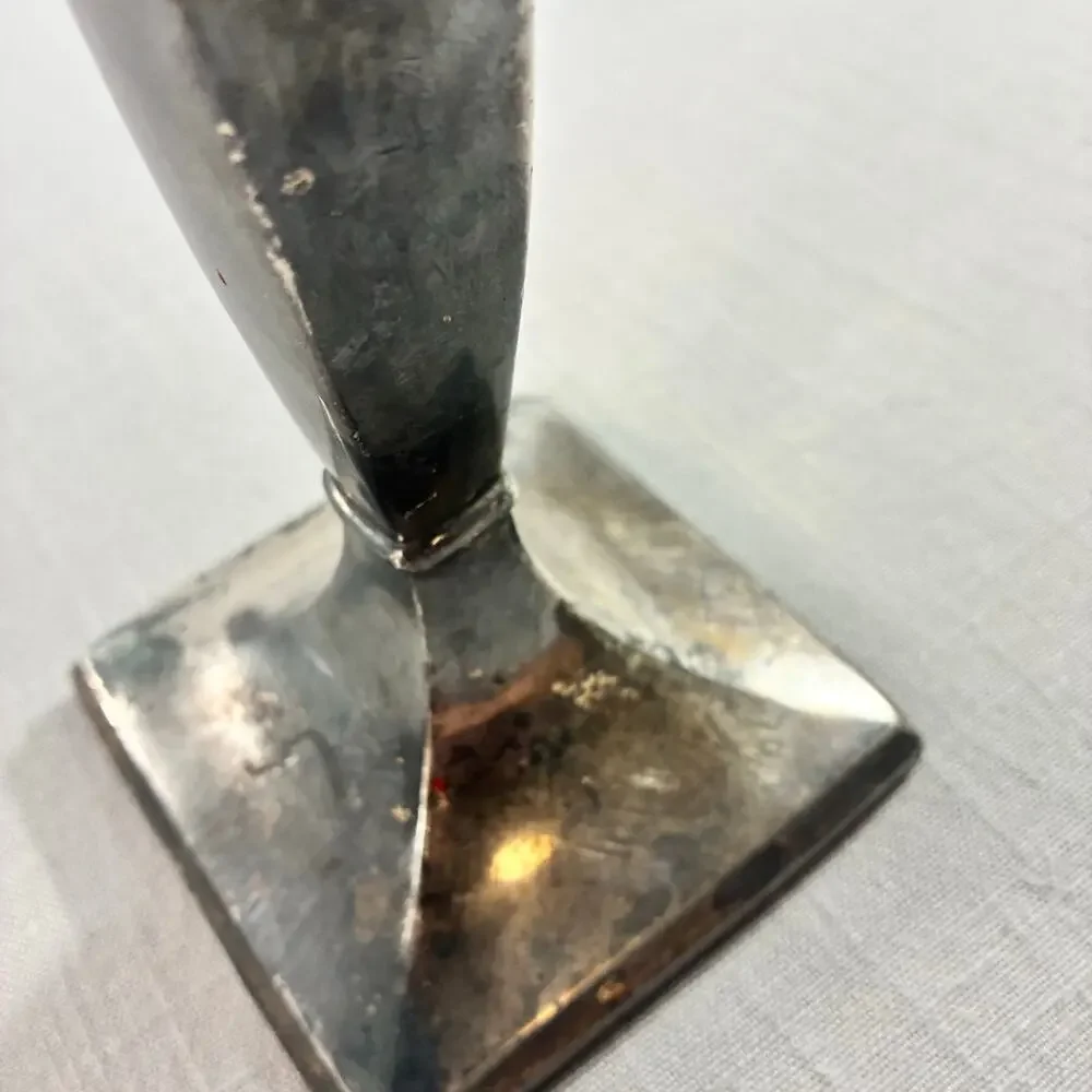 Vintage Silverplate Candlestick Square Base Single Taper Candle Holder